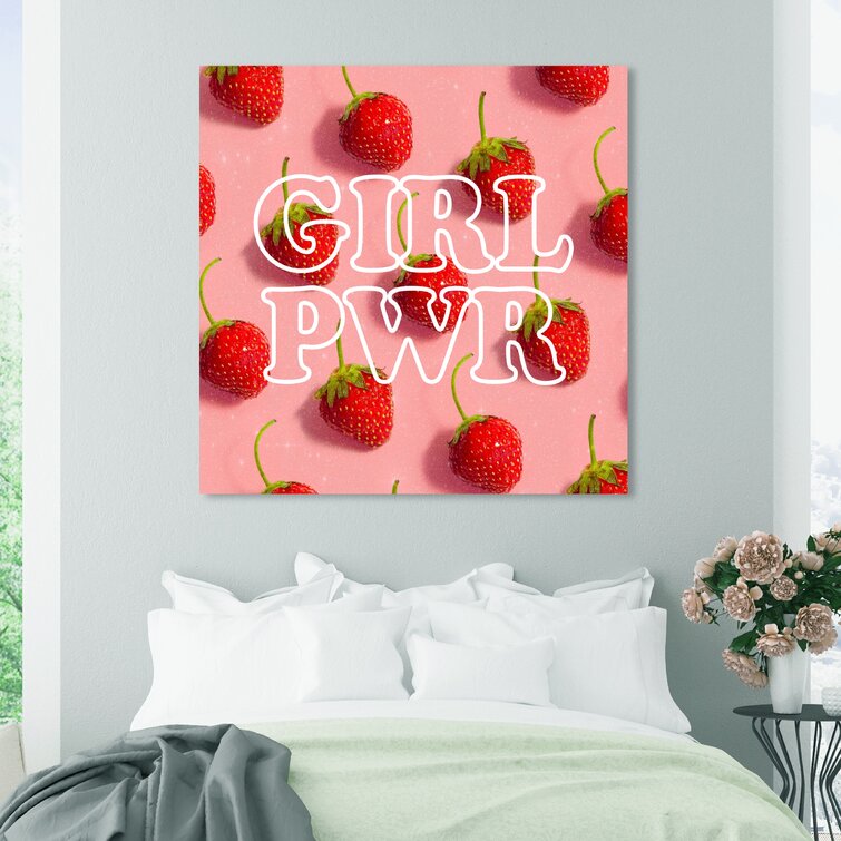 Girl Power Strawberries On Canvas by Oliver Gal Textual Art